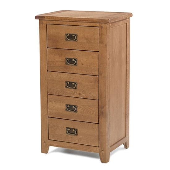 Velum Tall Chest Of Drawers In Chunky Solid Oak With 5 Drawers_2