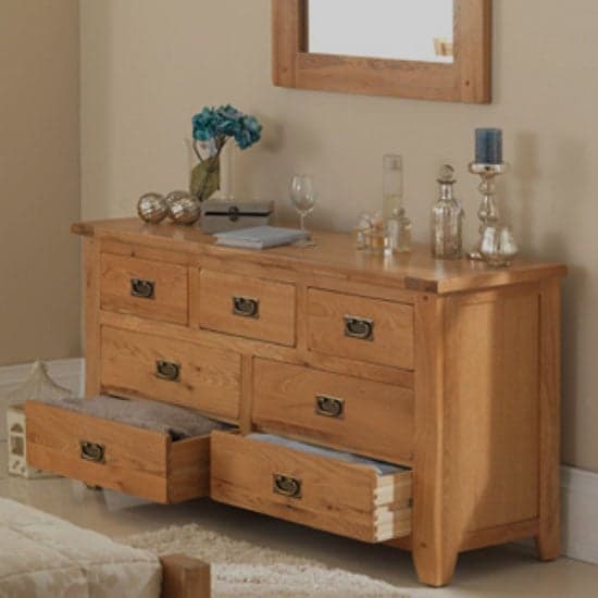 Velum Wide Chest Of Drawers In Chunky Solid Oak With 7 Drawers_2