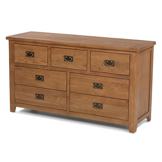 Velum Wide Chest Of Drawers In Chunky Solid Oak With 7 Drawers_1
