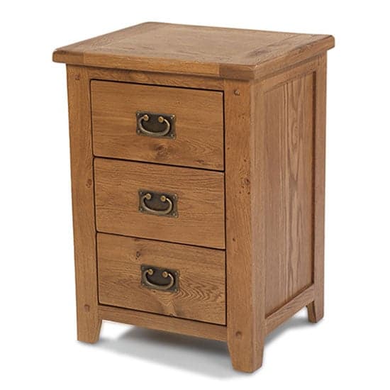 Velum Wooden Bedside Cabinet In Chunky Solid Oak With 3 Drawers_2