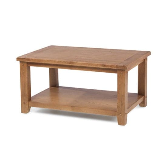 Velum Wooden Coffee Table In Chunky Solid Oak With Shelf | Furniture in ...