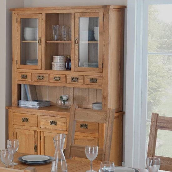 Velum Wooden Large Display Cabinet In Chunky Solid Oak_2