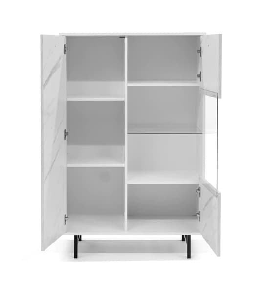 Venice Wooden Display Cabinet 2 Doors In White Marble Effect_2