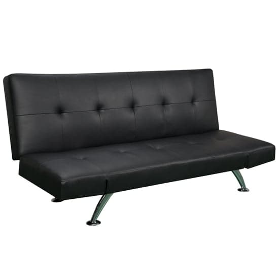 Venice Faux Leather Sofa Bed In Black With Chrome Metal Legs_5