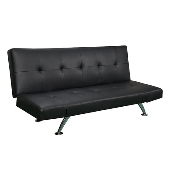 Venice Faux Leather Sofa Bed In Black With Chrome Metal Legs_7