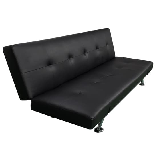 Venice Faux Leather Sofa Bed In Black With Chrome Metal Legs_9