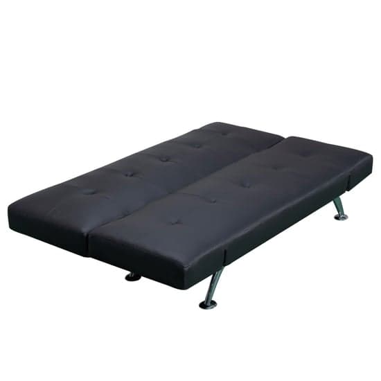 Venice Faux Leather Sofa Bed In Black With Chrome Metal Legs_10