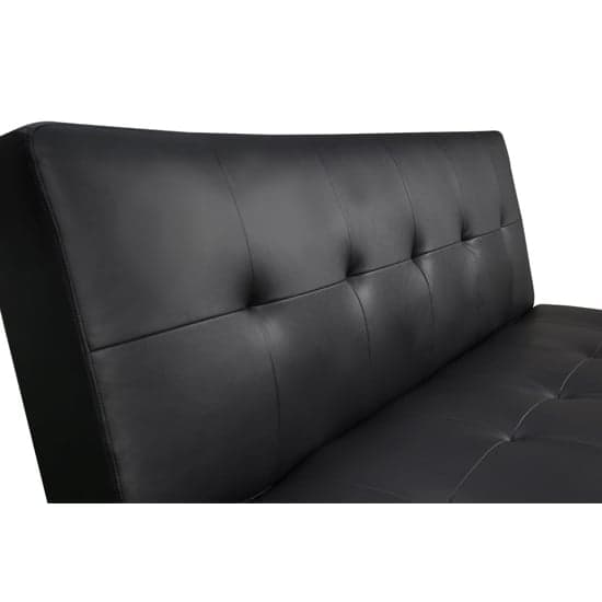 Venice Faux Leather Sofa Bed In Black With Chrome Metal Legs_11