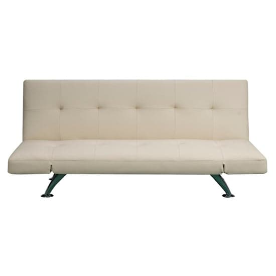 Venice Faux Leather Sofa Bed In Cream With Chrome Metal Legs_9