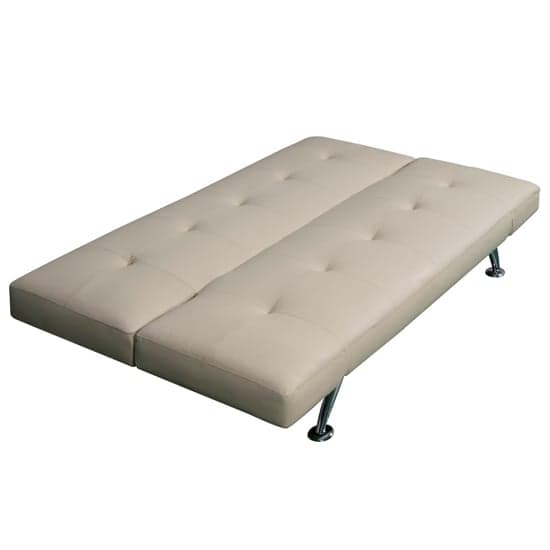 Venice Faux Leather Sofa Bed In Cream With Chrome Metal Legs_10