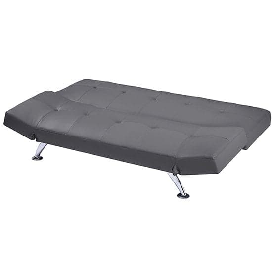Venice Faux Leather Sofa Bed In Grey With Chrome Metal Legs_3