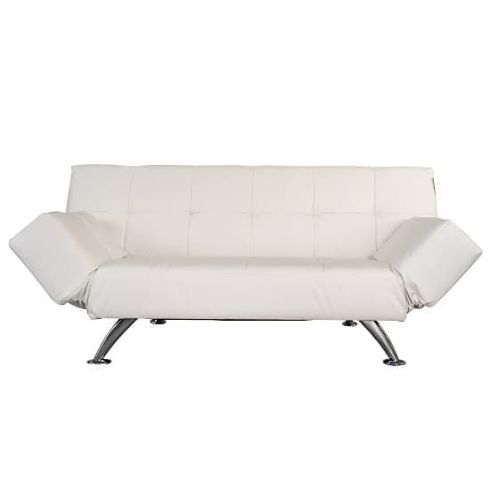 Venice Faux Leather Sofa Bed In White With Chrome Metal Legs_1