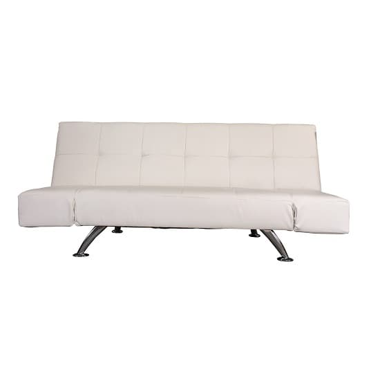 Venice Faux Leather Sofa Bed In White With Chrome Metal Legs_3