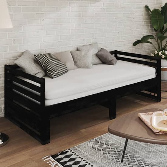 Veras Solid Pinewood PullOut Single Day Bed In Black Furniture in