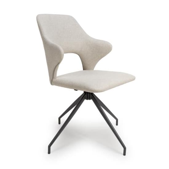 Vercelli Swivel Natural Fabric Dining Chairs In Pair_2