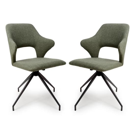 Vercelli Swivel Sage Fabric Dining Chairs In Pair_1