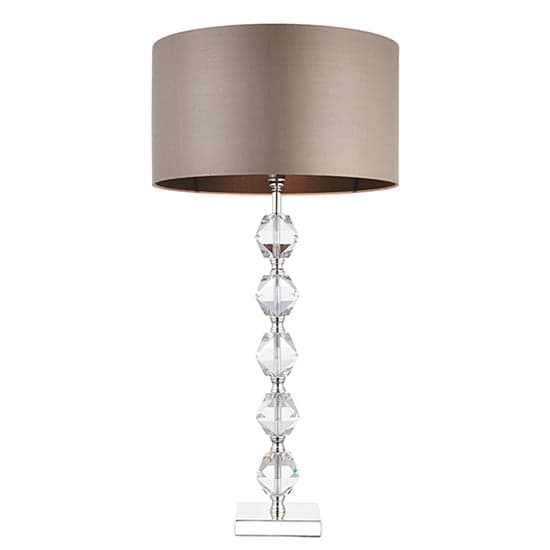 Verdone Taupe Silk Fabric Table Lamp In Clear Crystal_2
