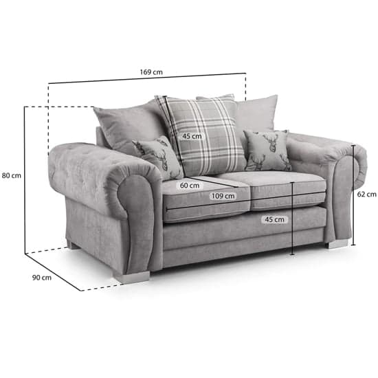 Verna Scatterback Fabric 2 Seater Sofa In Grey_5