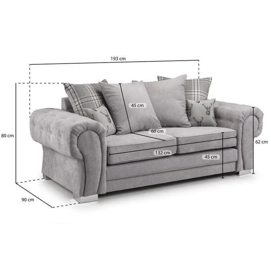 Verna Scatterback Fabric 3 Seater Sofa In Grey_5