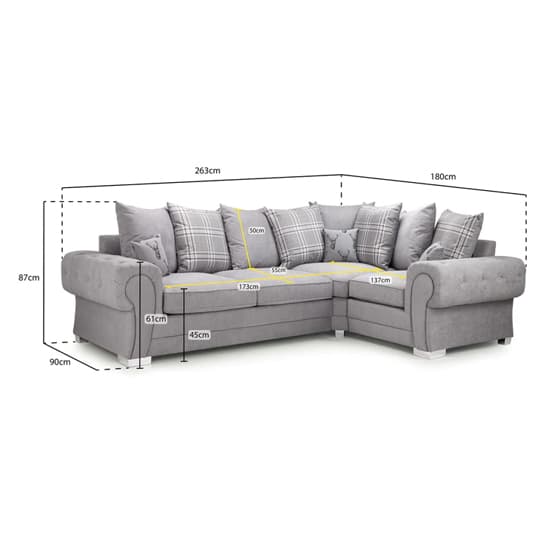 Verna Scatterback Fabric Corner Sofa Bed Right Hand In Grey_6