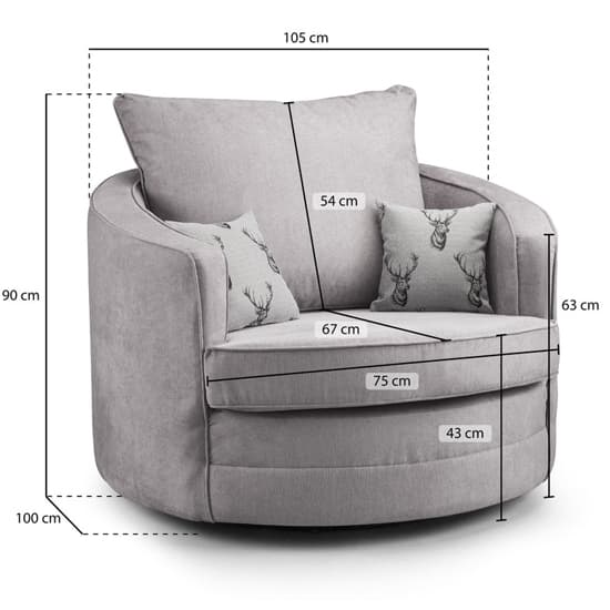 Verna Scatterback Fabric Swivel Armchair In Grey_3