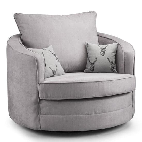 Verna Scatterback Fabric Swivel Armchair In Grey_1