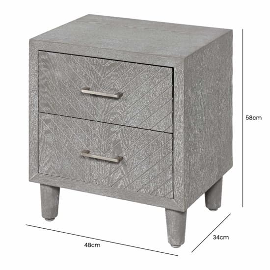 Vernal Wooden Bedside Cabinet With 2 Drawers In Grey Elm_6