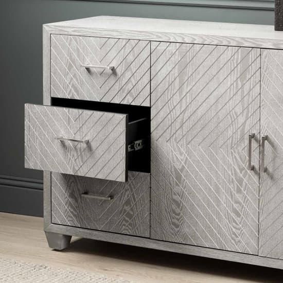 Vernal Wooden Sideboard With 2 Doors 3 Drawers In Grey Elm Furniture