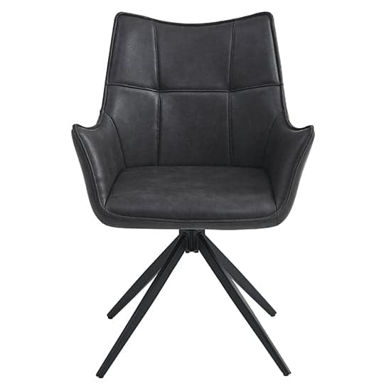 Vernon Faux Leather Dining Armchair In Charcoal With Black Legs_2