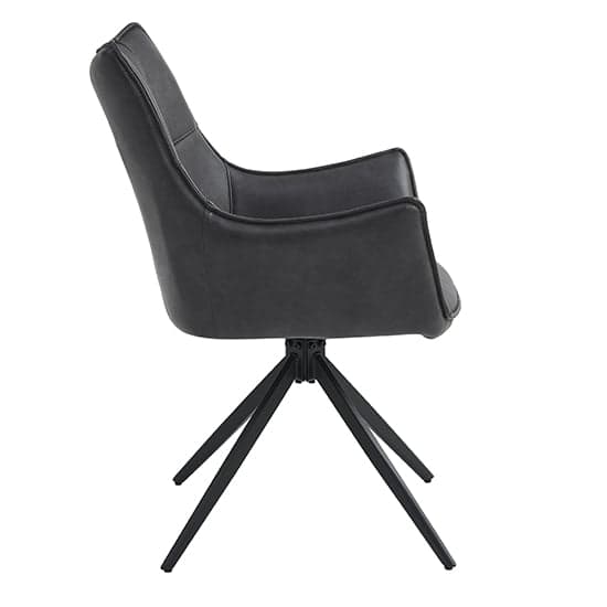 Vernon Faux Leather Dining Armchair In Charcoal With Black Legs_3