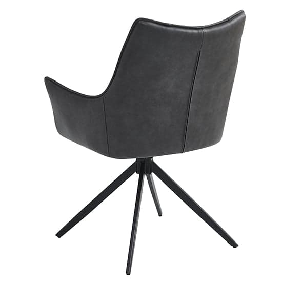 Vernon Faux Leather Dining Armchair In Charcoal With Black Legs_4