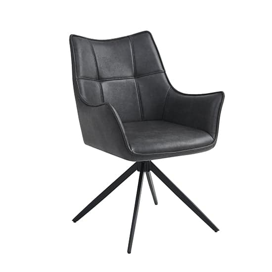 Vernon Faux Leather Dining Armchair In Charcoal With Black Legs_1