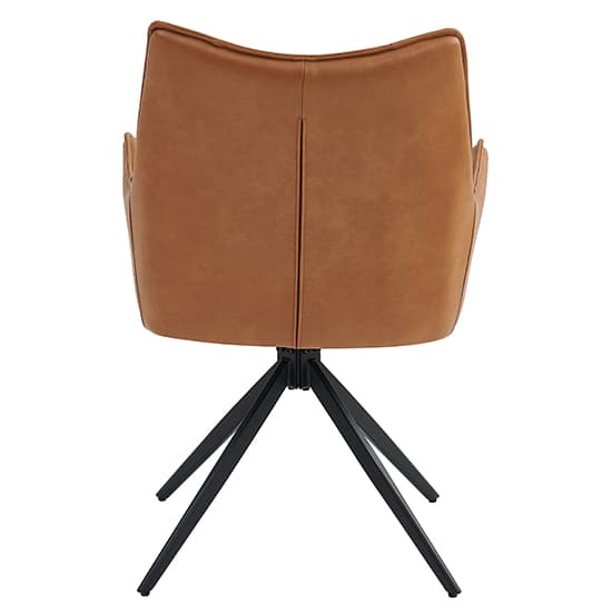 Vernon Faux Leather Dining Armchair In Tan With Black Legs_4