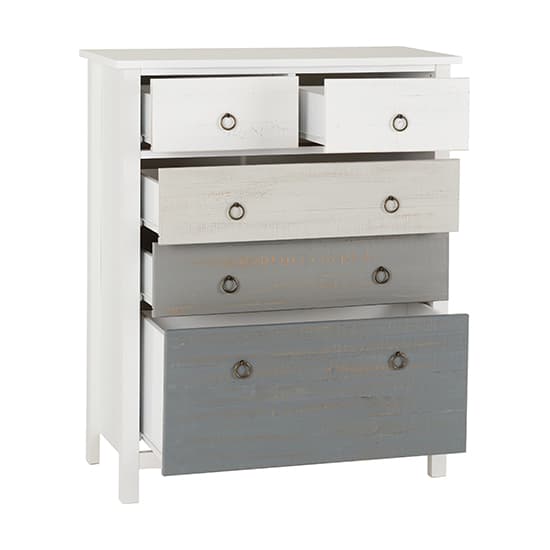 Verox Wooden Chest Of 5 Drawers In White And Grey_2