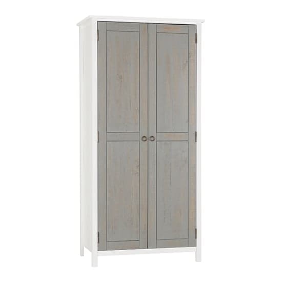 Verox Wooden Wardrobe With 2 Doors In White And Grey_1