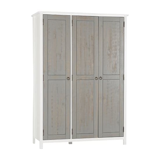 Verox Wooden Wardrobe With 3 Doors In White And Grey_1