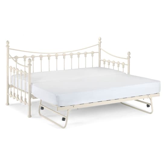 Vandana Metal Day Bed With Guest Bed In Stone White_3