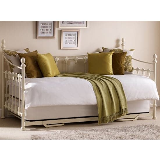 Vandana Metal Day Bed With Guest Bed In Stone White_1