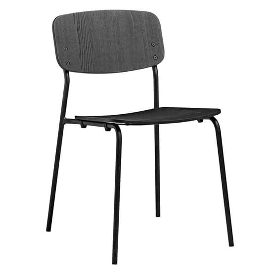 Versta Black Ash Dining Chairs With Black Frame In Pair_2