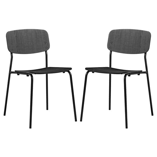 Versta Black Ash Dining Chairs With Black Frame In Pair_1
