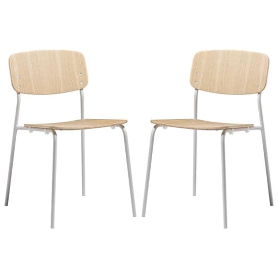 Versta Clear Ash Dining Chairs With White Frame In Pair_1