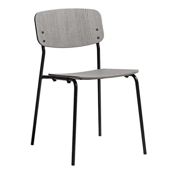 Versta Grey Ash Dining Chairs With Black Frame In Pair_2