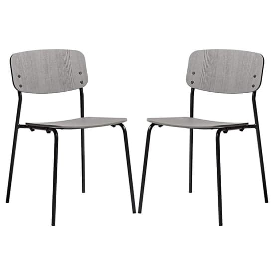 Versta Grey Ash Dining Chairs With Black Frame In Pair_1