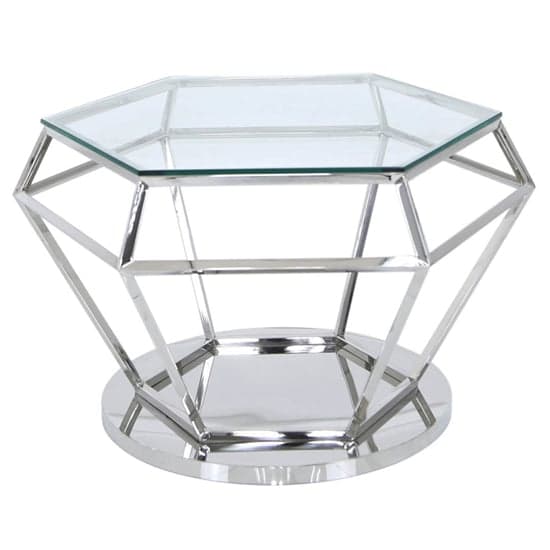 Vestal Clear Glass Coffee Table Hexagon With Silver Frame_2