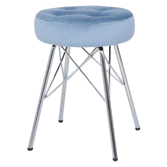 Vestal Fabric Stool Alice Tufted In Light Blue With Chrome Legs_2