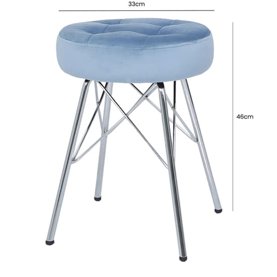 Vestal Fabric Stool Alice Tufted In Light Blue With Chrome Legs_4