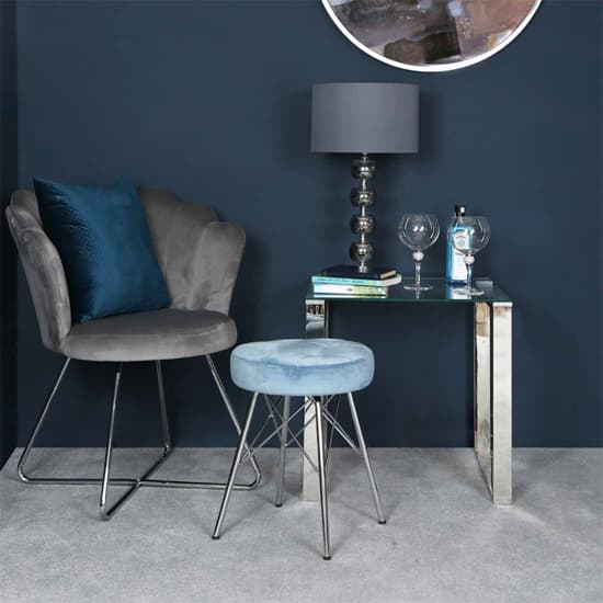 Vestal Fabric Stool Alice Tufted In Light Blue With Chrome Legs_5