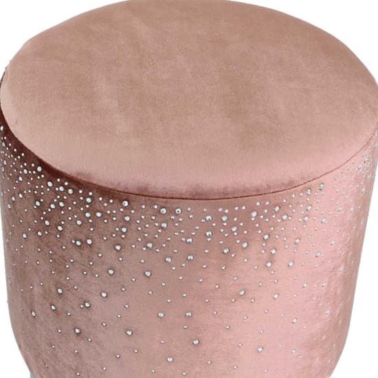 Vestal Fabric Stool Round With Sparkle Pattern In Pink_2