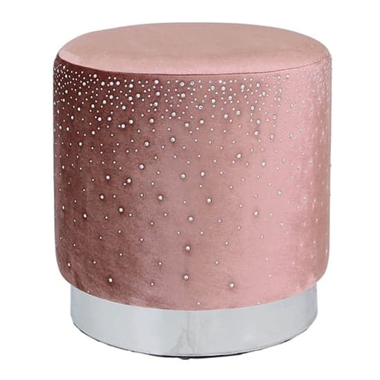 Vestal Fabric Stool Round With Sparkle Pattern In Pink_1