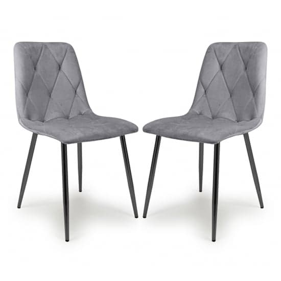 Vestal Grey Brushed Velvet Dining Chairs In Pair_1